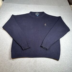 Vintage CHAPS by Ralph Lauren Navy Cotton Ribbed Crewneck Sweater XL